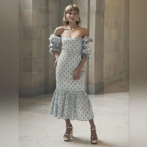 🆕️NWT Eddy Women's Desirae Embroidered Midi Dress in Light Silver, Size S